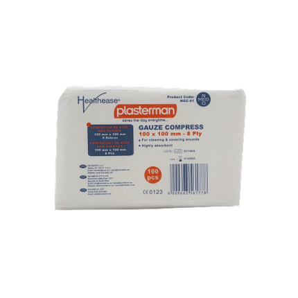 Gauze compress 100 x 100 mm, 8ply non sterile