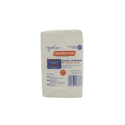 Gauze compress 50 x 50 mm, 8ply non sterile