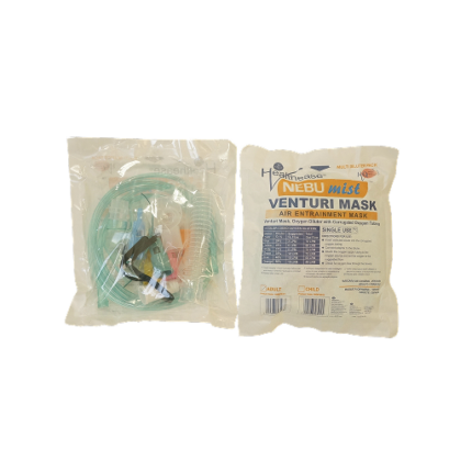 Oxygen Mask - Venturi with tubing and 6 Diluters - Adult